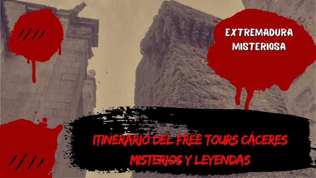 Itinerario del free tours Cáceres misterios y leyendas