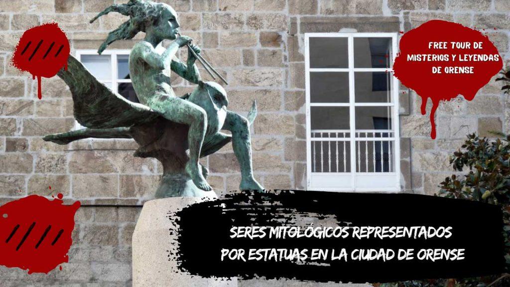 Seres mitológicos representados por estatuas en la ciudad de Orense