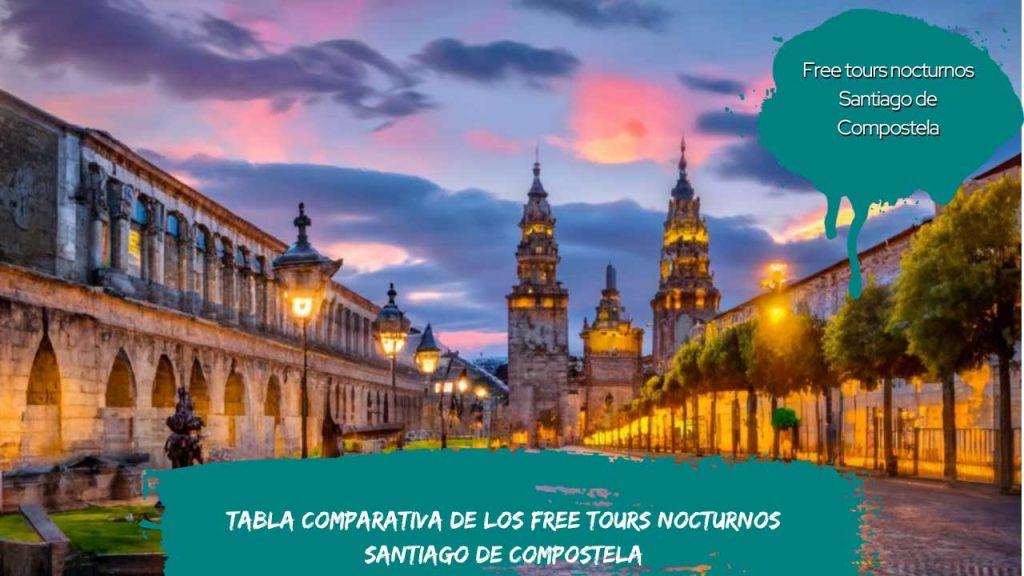 Tabla comparativa de los free tours nocturnos Santiago de Compostela