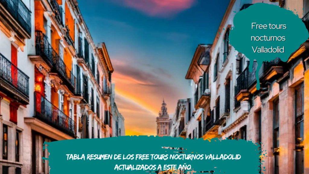 Tabla resumen de los free tours nocturnos Valladolid actualizados a este año